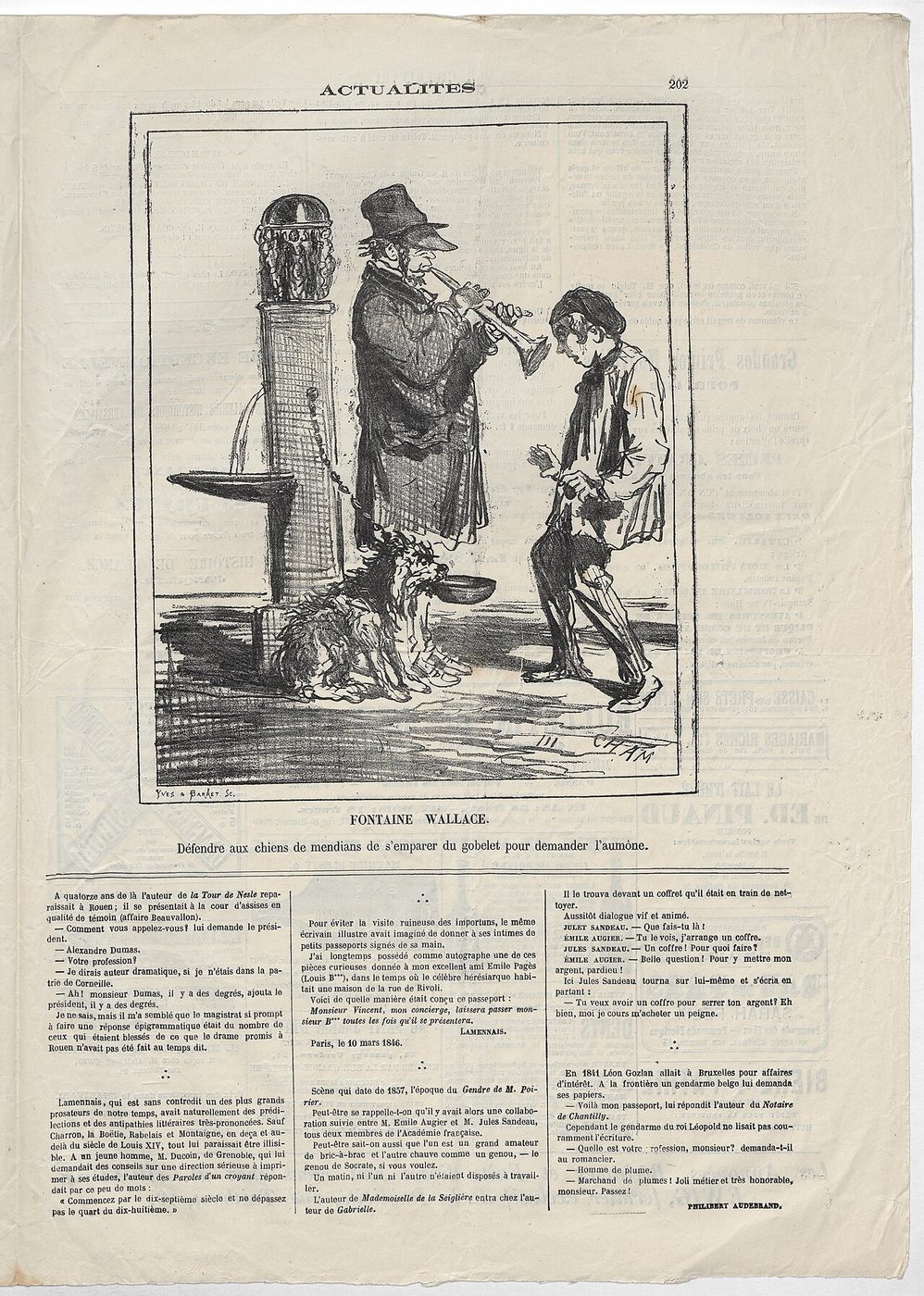 Caricature titled Fontaine Wallace, Le Charivari, 23 October 1872